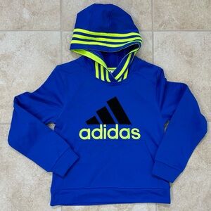 adidas Boys' Stripe Hoodie 
Size: Youth Small
Color: Blue/Yellow